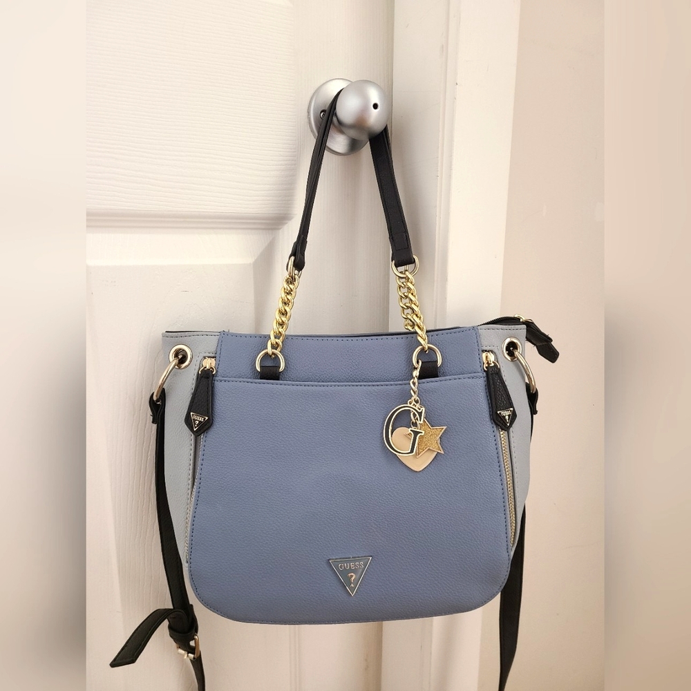 Guess Salina Color Block Satchel - Blue